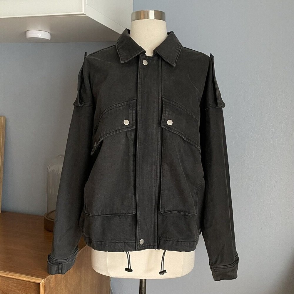 Neon Blonde High Flyer Oversized Denim Jacket Washed Black